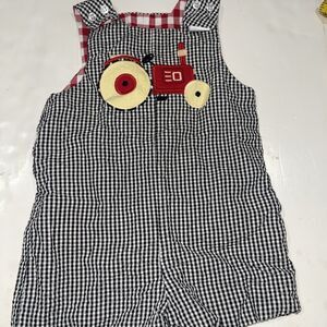 The Bailey Boys Seersucker Reversible Jon Jon size 24 mo Tractor And Puppy